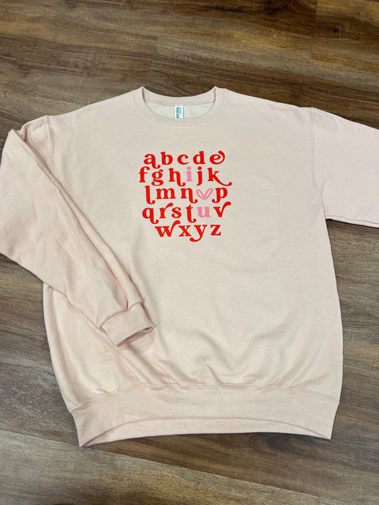Adult ABC I love you sweatshirt