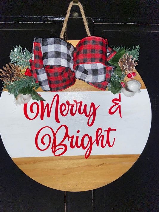 Merry and Bright door sign