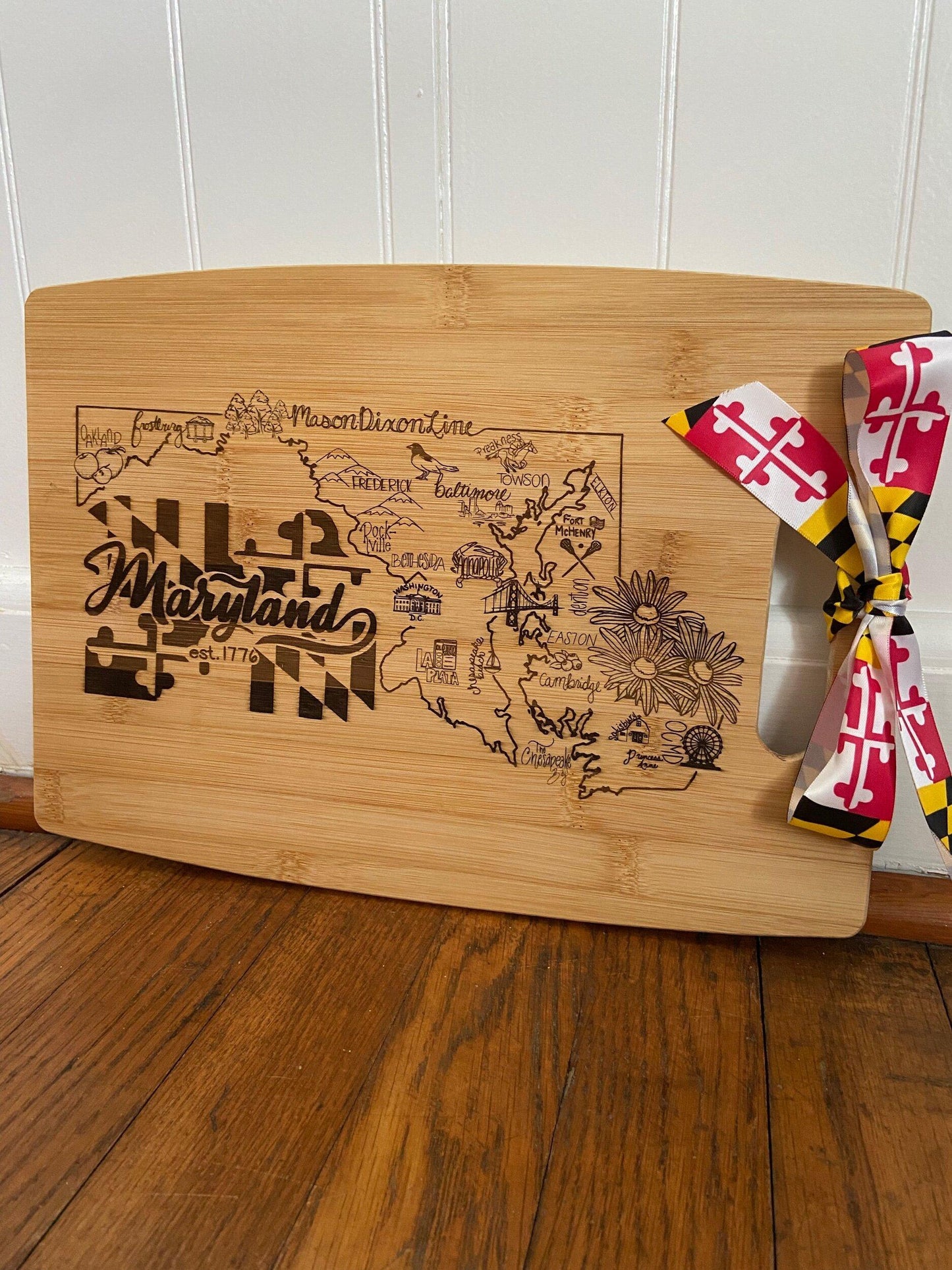 Custom Maryland Map cutting board