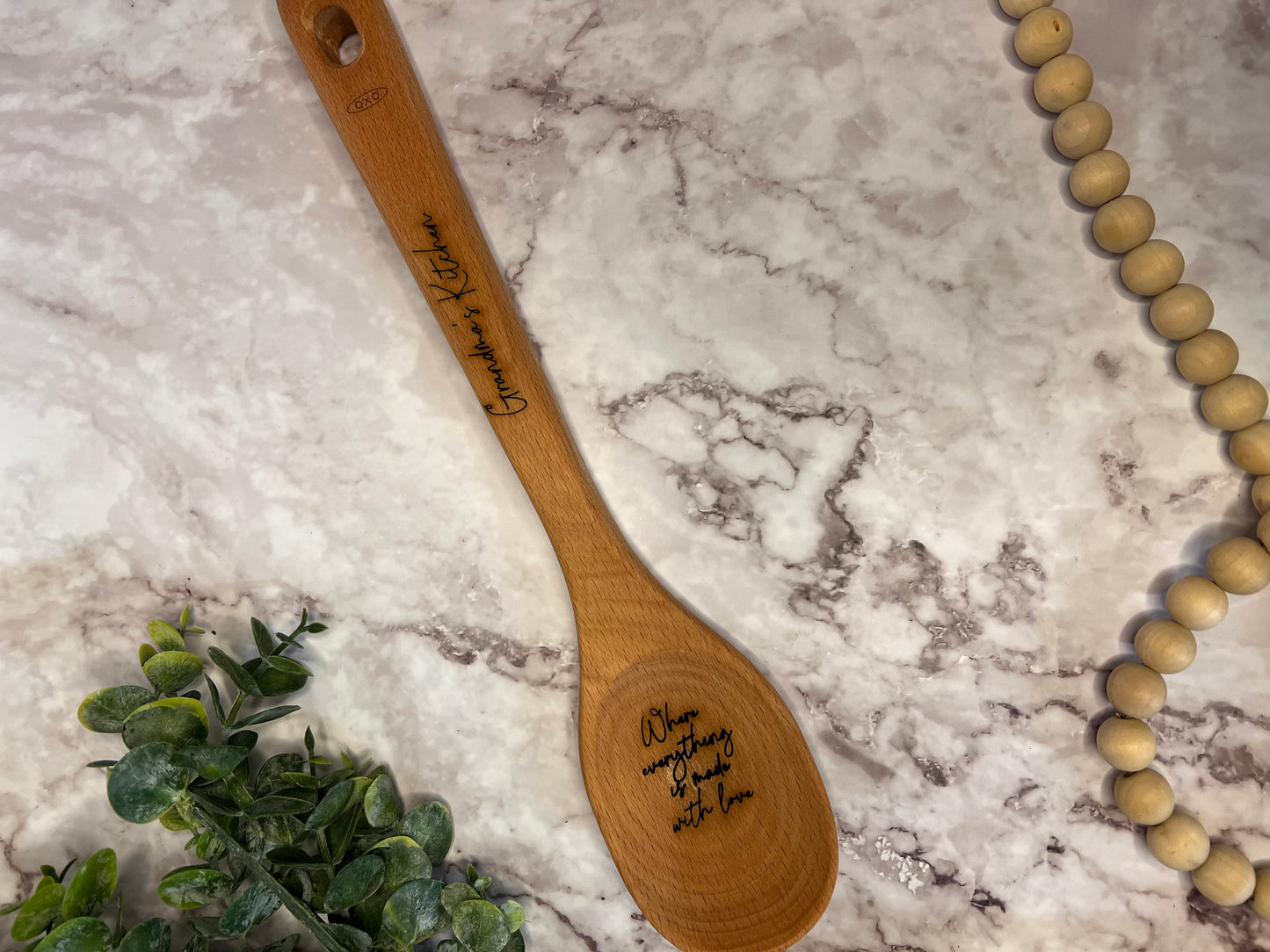 Engraved wooden spoon