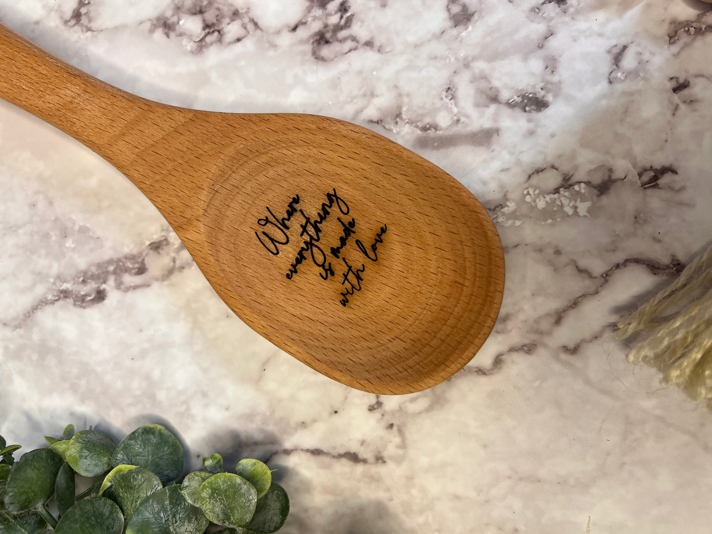 Engraved wooden spoon