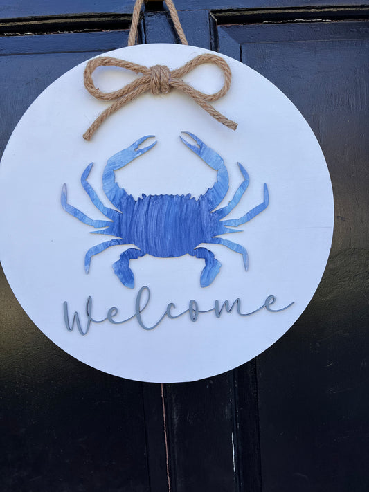 Blue crab welcome sign