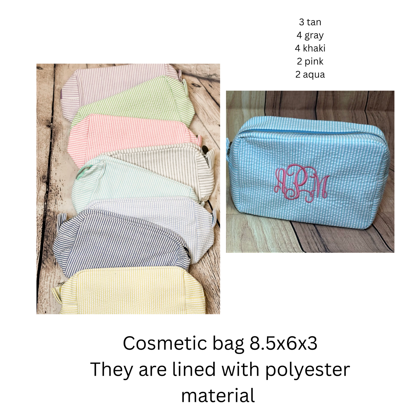 Seersucker cosmetic bag