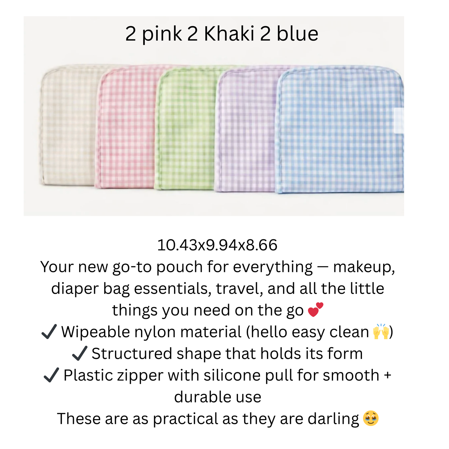 Gingham waterproof pouches