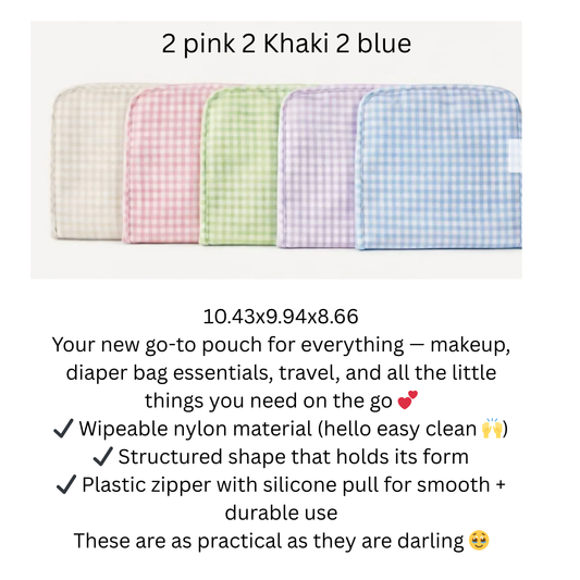 Gingham waterproof pouches