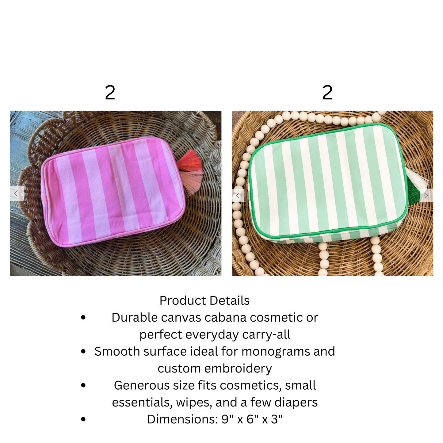 striped cosmetic bag
