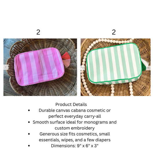 striped cosmetic bag