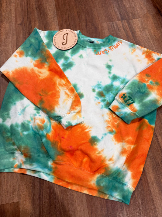 Tie Dye Embroidered crew neck