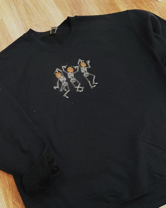 Dancing skeleton crew neck