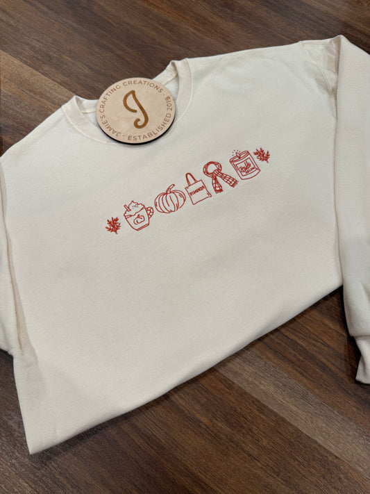Fall icons embroidered crewneck