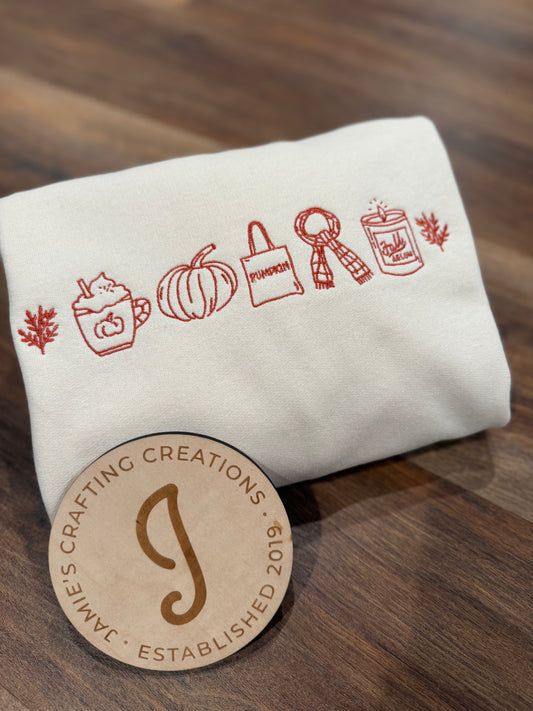 Fall icons embroidered crewneck