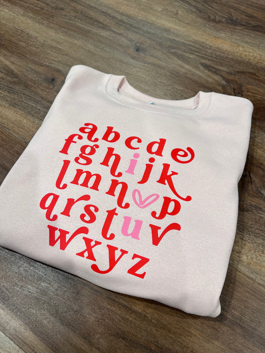 Adult ABC I love you sweatshirt
