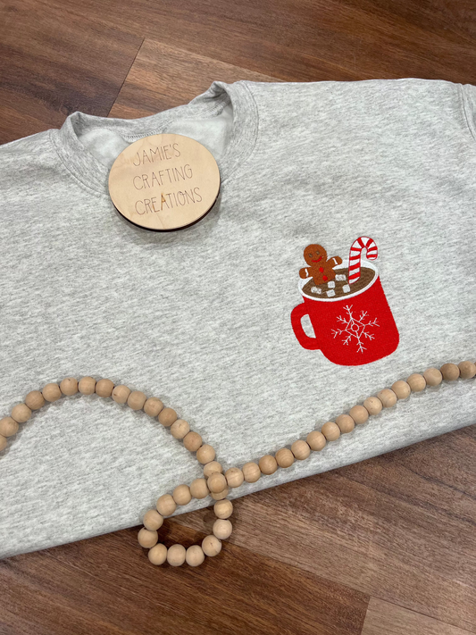 Hot chocolate gingerbread embroidered crewneck