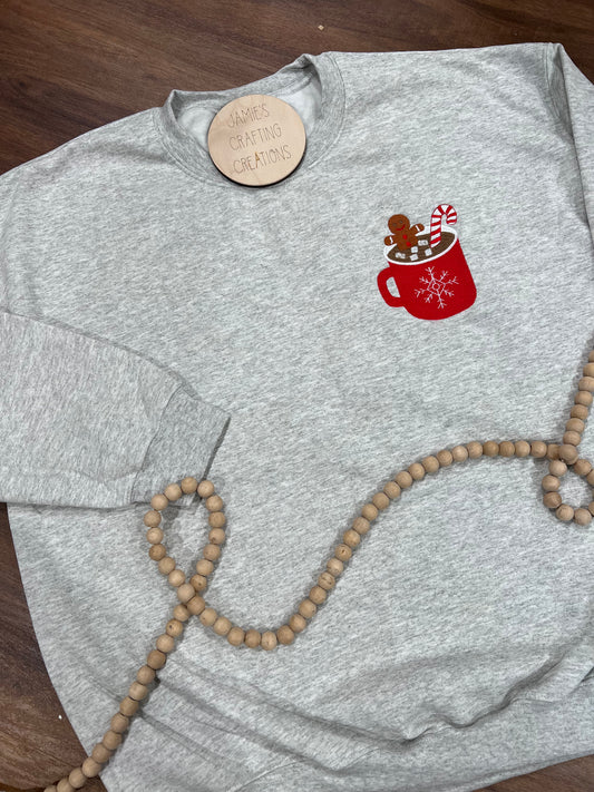 Hot chocolate gingerbread embroidered crewneck