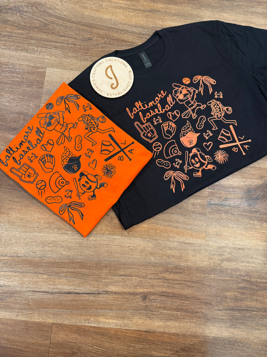 Handdrawn baltimore baseball shirt