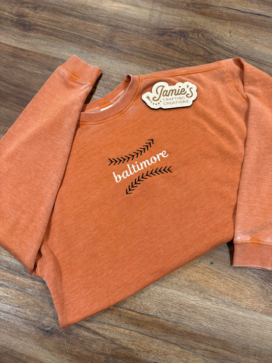 PREORDER Embroidered baltimore baseball crewneck - closes 3/6