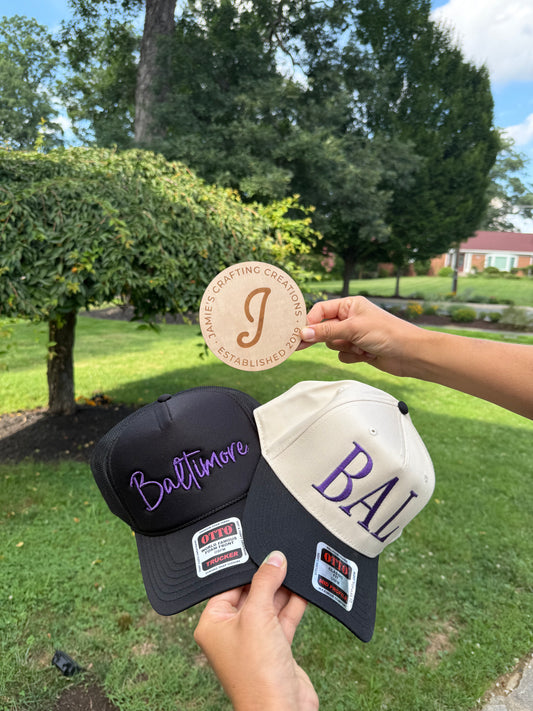 3D embroidered Baltimore trucker hat