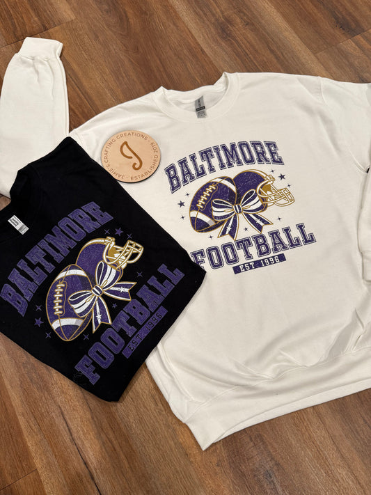 Baltimore football bow shirt