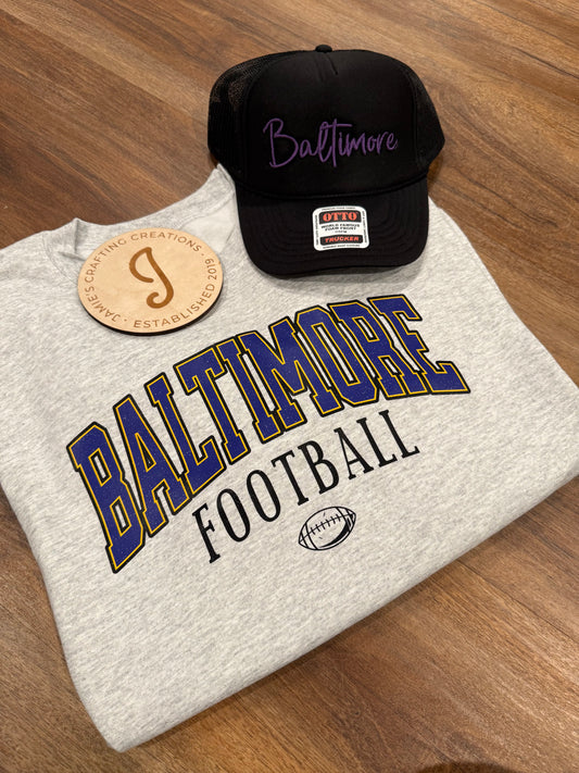 3D embroidered Baltimore trucker hat