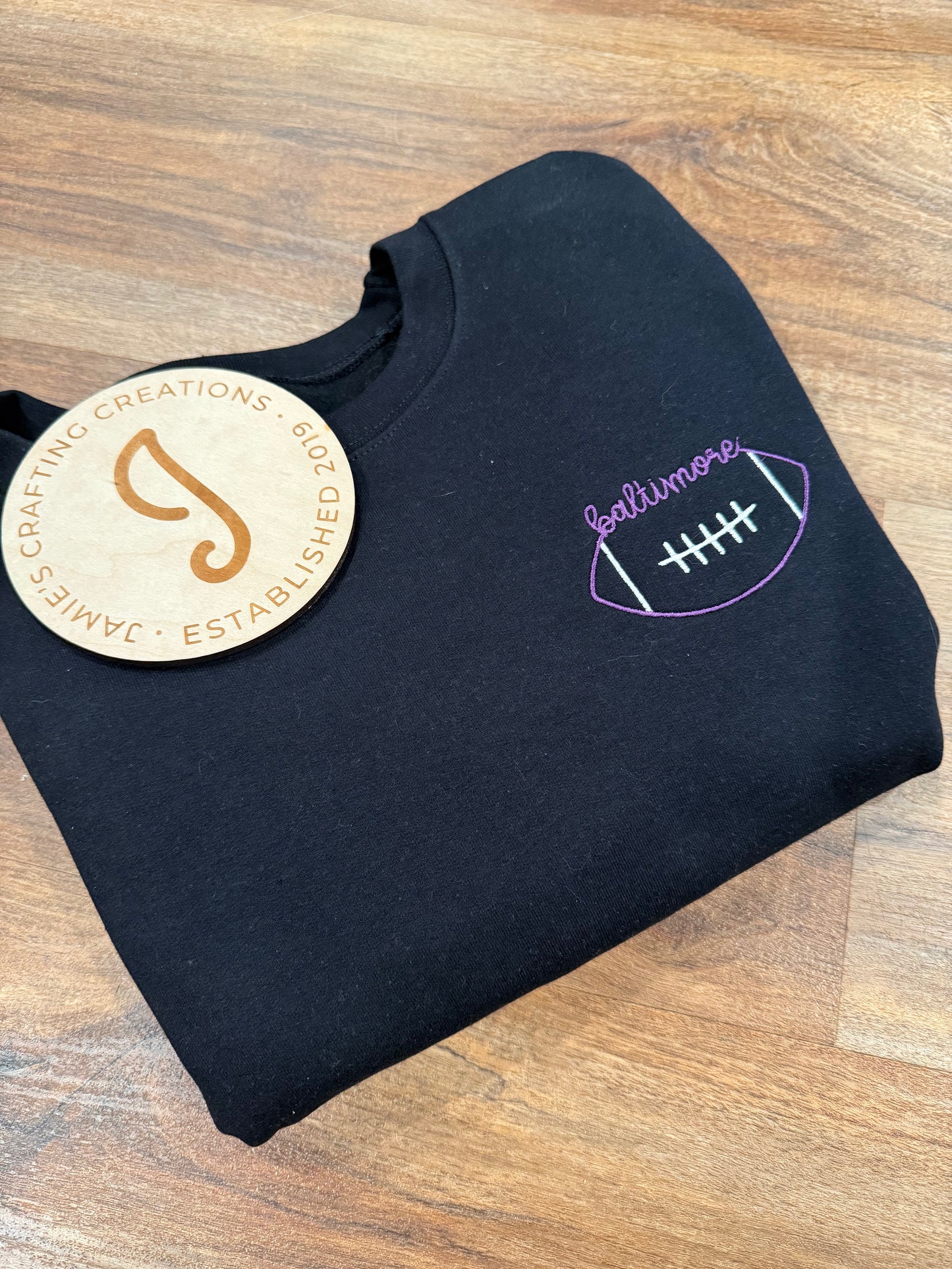 Embroidered baltimore football crewneck