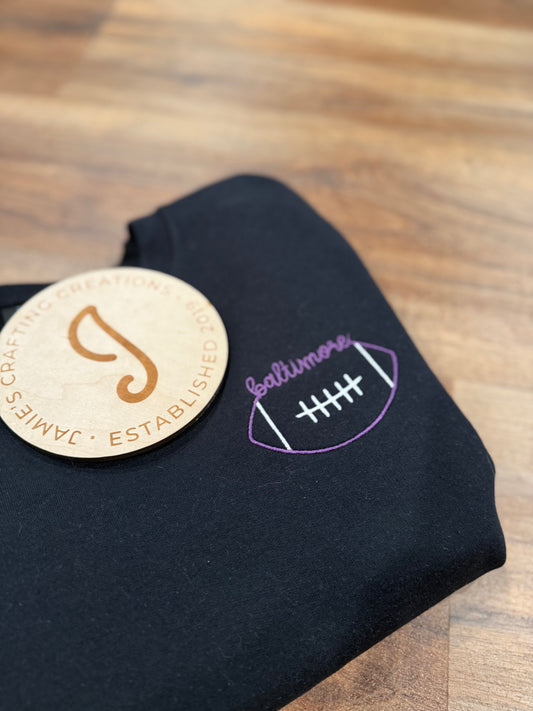 Embroidered baltimore football crewneck