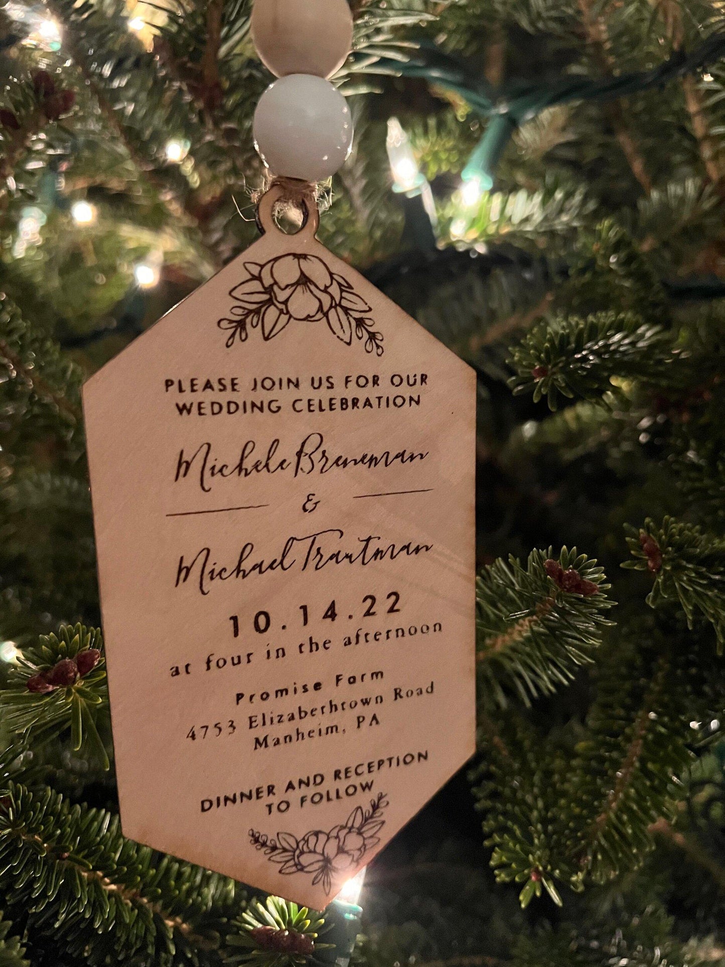 Wedding invitation ornament