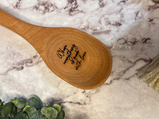 Engraved wooden spoon