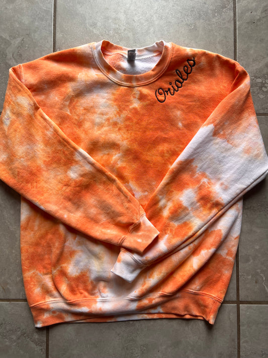 Embroidered Orioles crew neck
