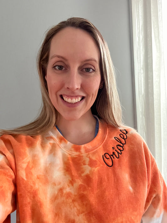Embroidered Orioles crew neck